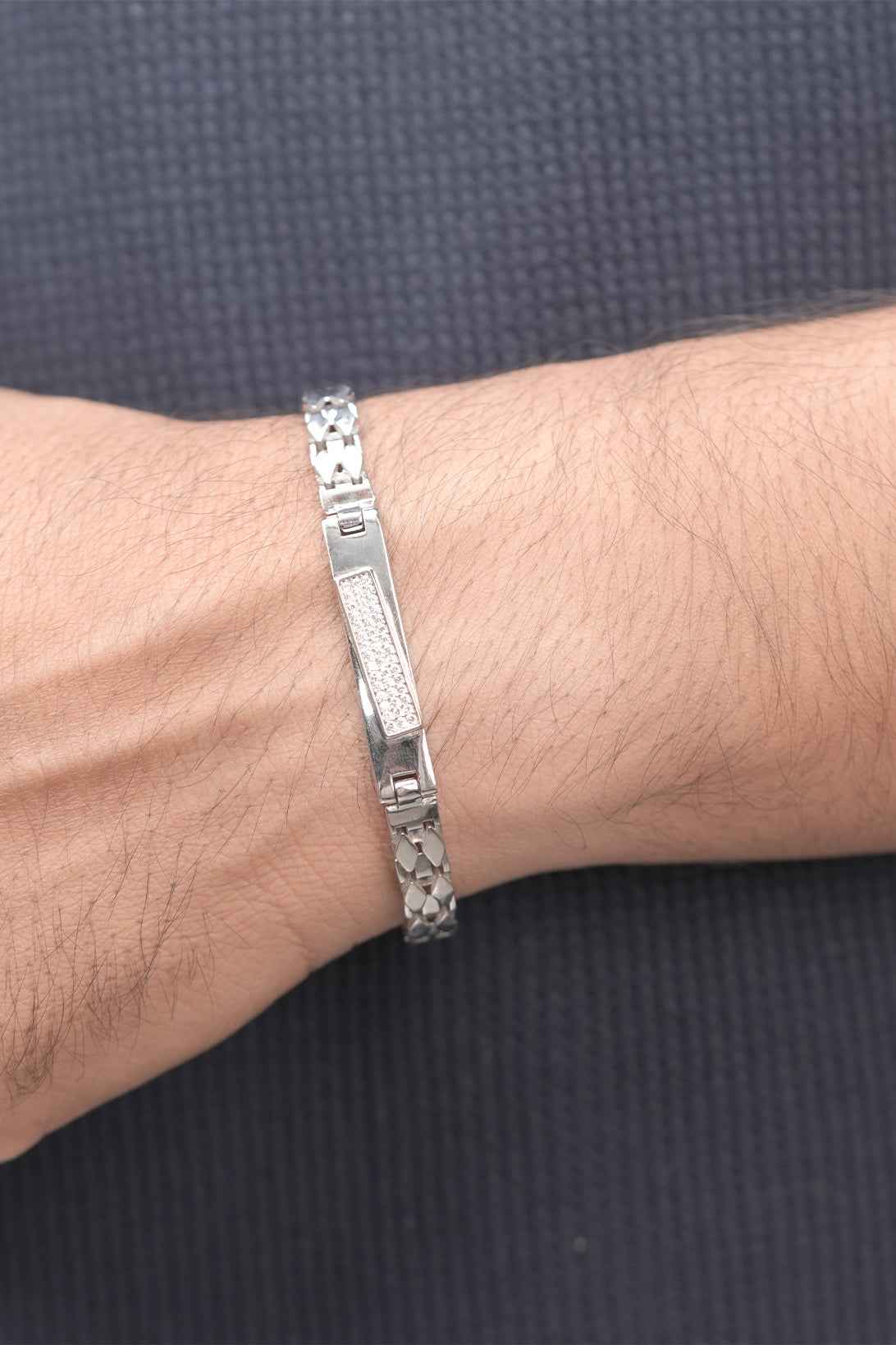 Men's ID Bracelet with Multi-Color Diamond Accents