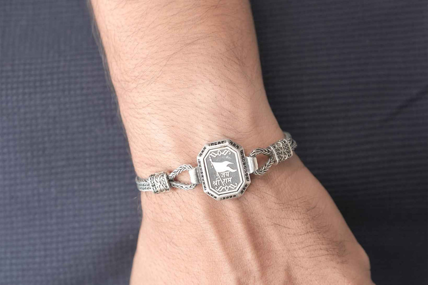 Oxidized Silver "Jai Shri Ram" Devotional Bracelet