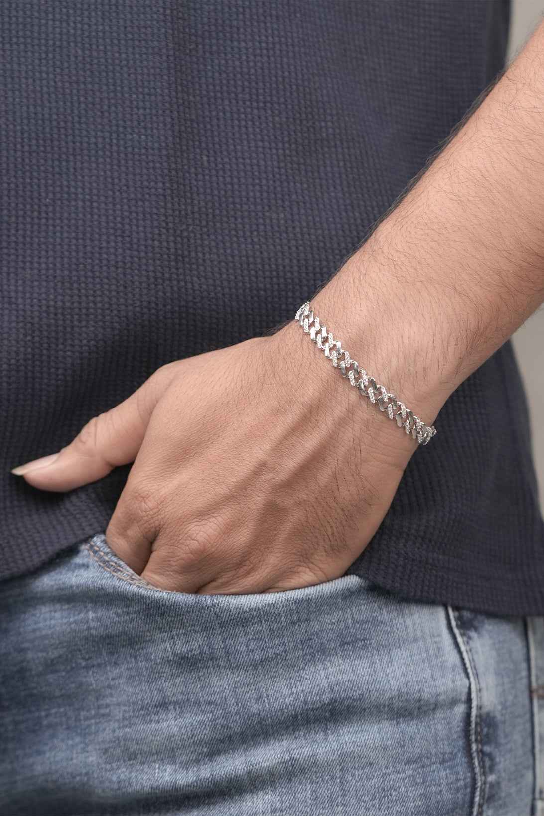 Diamond-Cut Cuban Link Bracelet or Iced-Out Cuban Link Bracelet