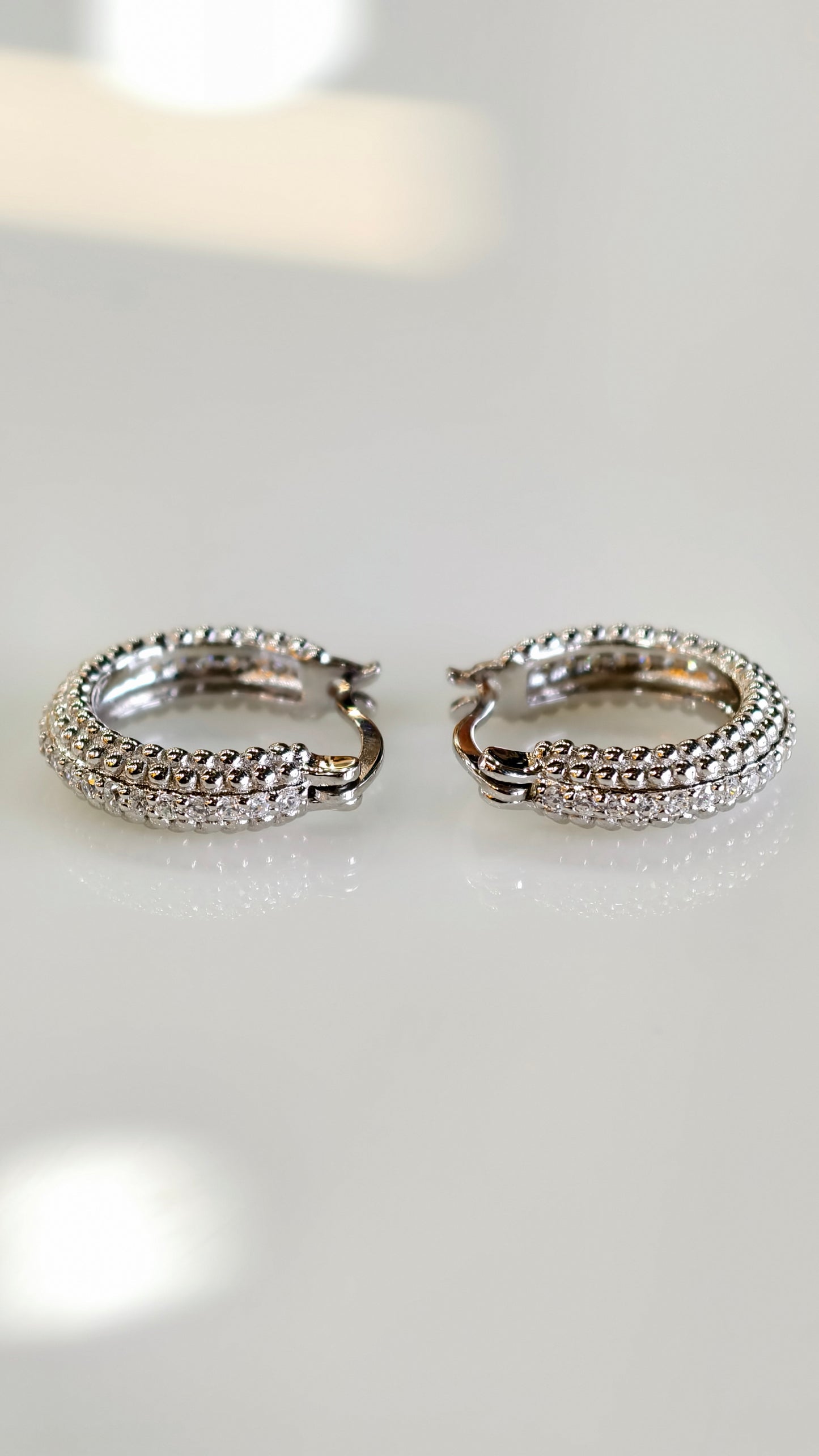 Textured Beaded Diamond-Style Hoops