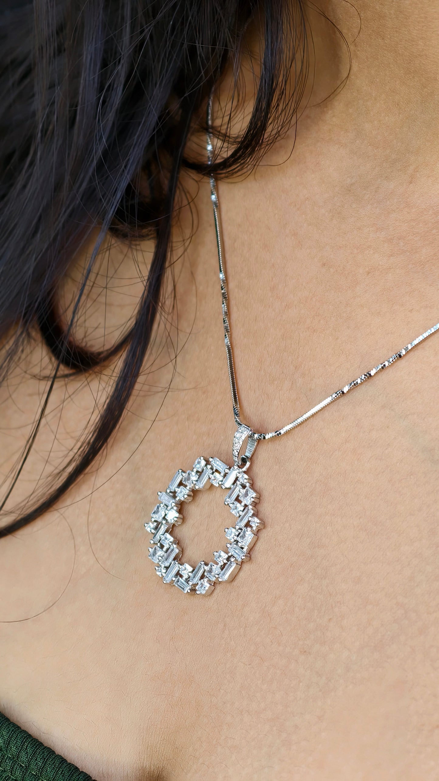 Eternal Sparkle Halo Silver Pendant Set