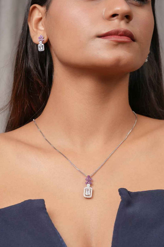 Art Deco Style Lilac Crystal Drop Set