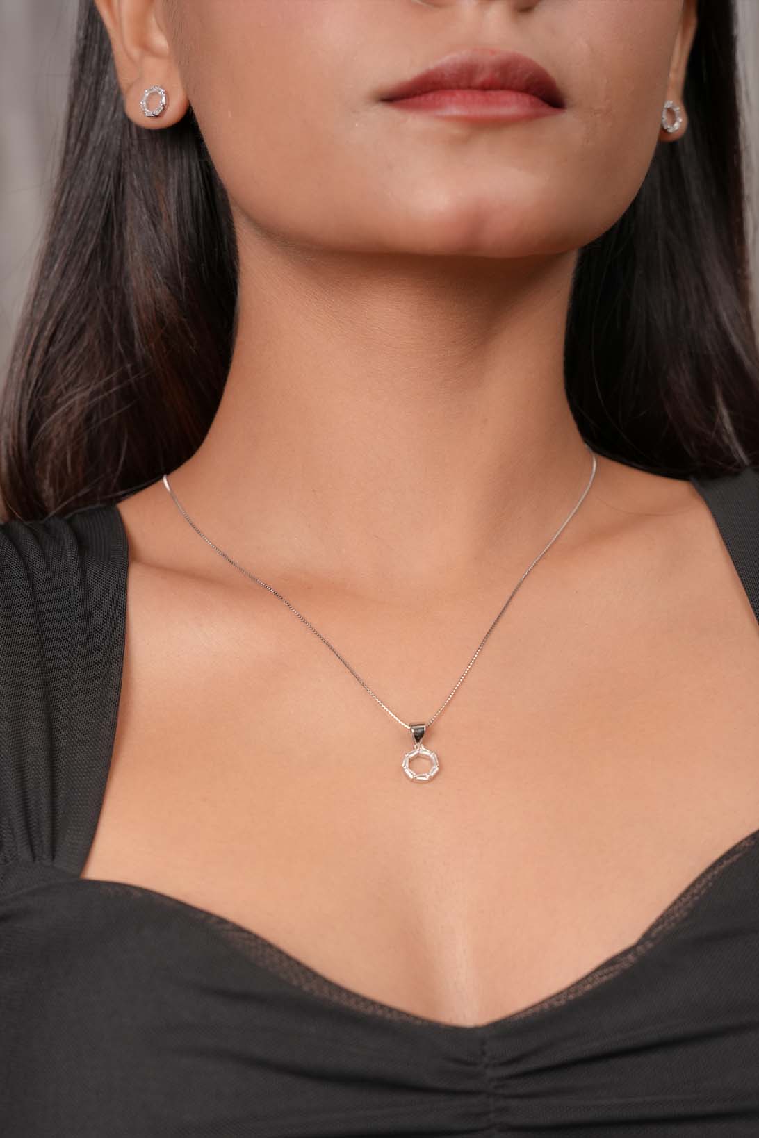 Dainty 925 Silver Circle Jewelry Set