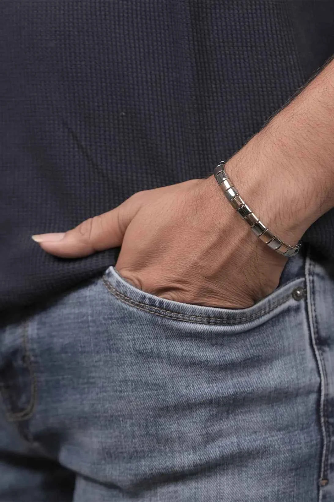 Two-Tone Stretch Link Bracelet (also known as an Italian Stretch Bracelet)