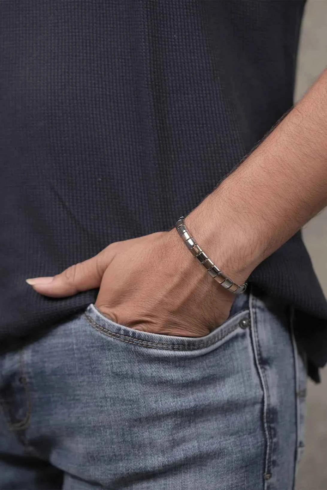 Two-Tone Stretch Link Bracelet (also known as an Italian Stretch Bracelet)