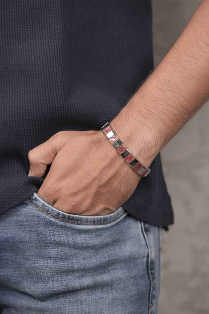 Two-Tone Enamel Stretch Bracelet