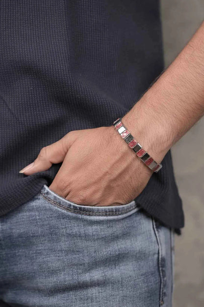 Two-Tone Enamel Stretch Bracelet