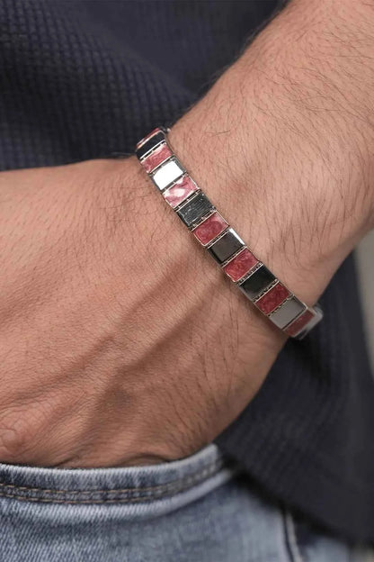 Two-Tone Enamel Stretch Bracelet