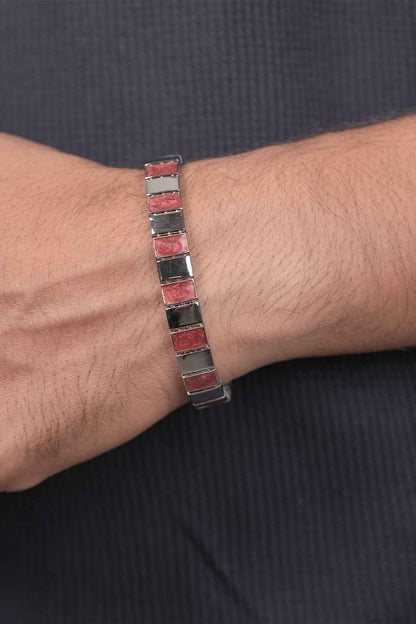 Two-Tone Enamel Stretch Bracelet