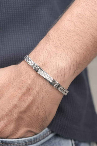 Men's ID Bracelet with Multi-Color Diamond Accents