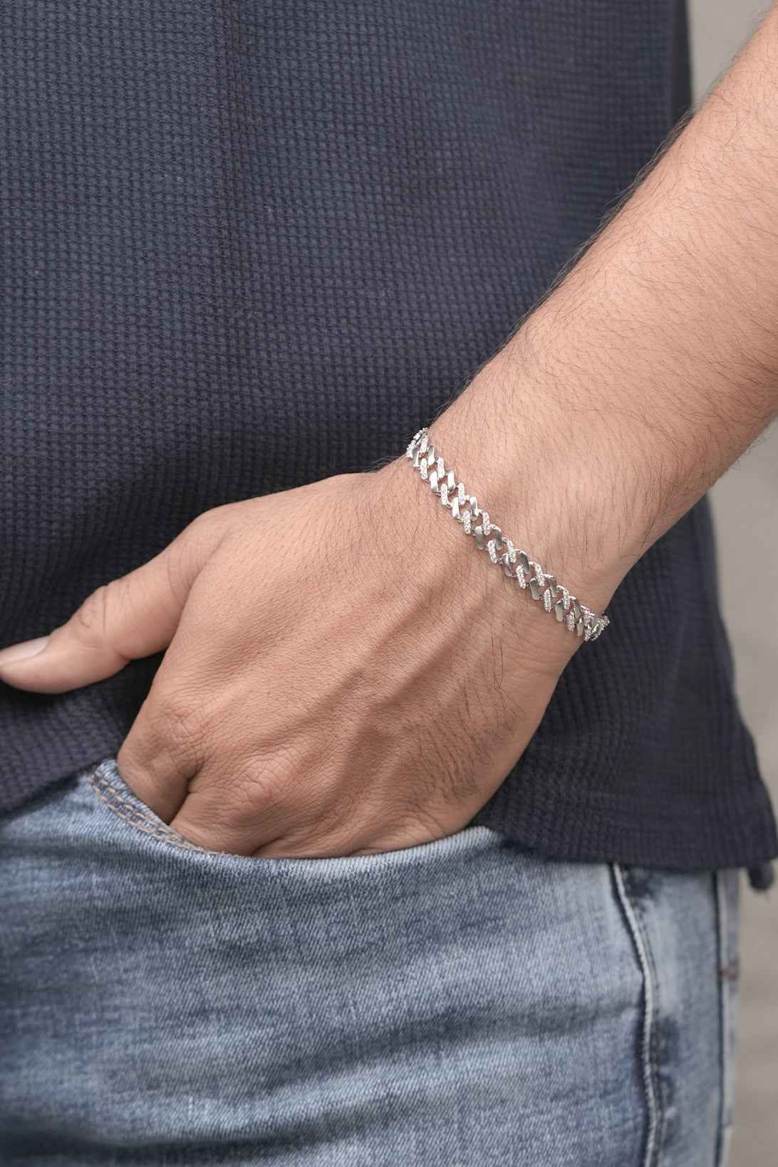 Diamond-Cut Cuban Link Bracelet or Iced-Out Cuban Link Bracelet