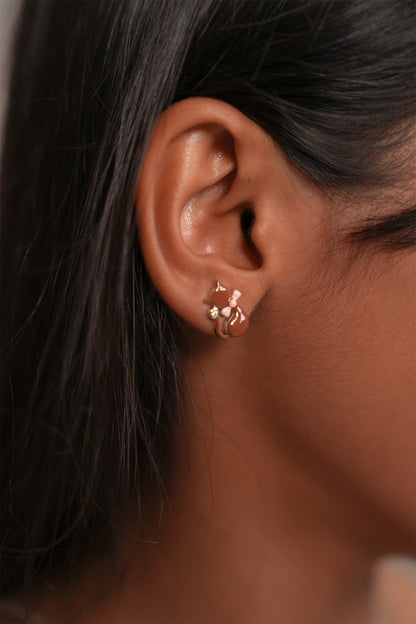 Charming Brown Cat & Pink Bow Jewelry Set