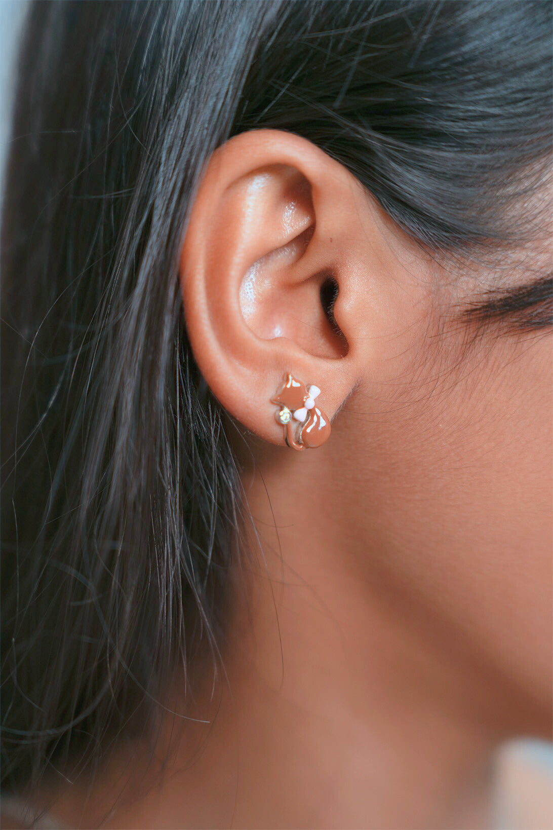 Charming Brown Cat & Pink Bow Jewelry Set