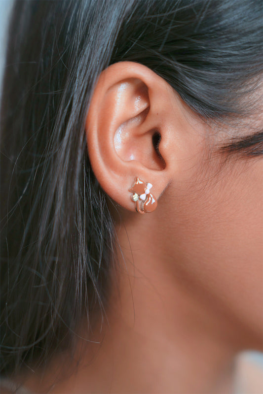 Charming Brown Cat & Pink Bow Jewelry Set