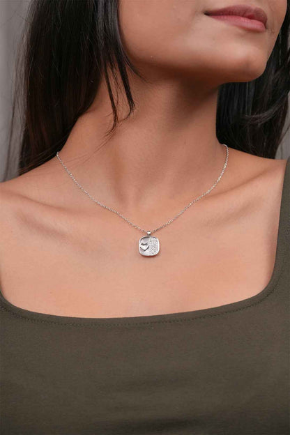 Mother of Pearl and Pave Heart Pendant Necklace