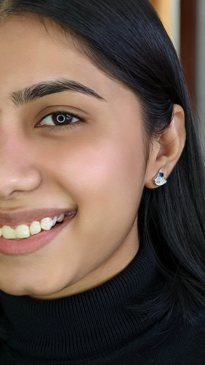 Sapphire & Tapered Baguette Diamond Studs