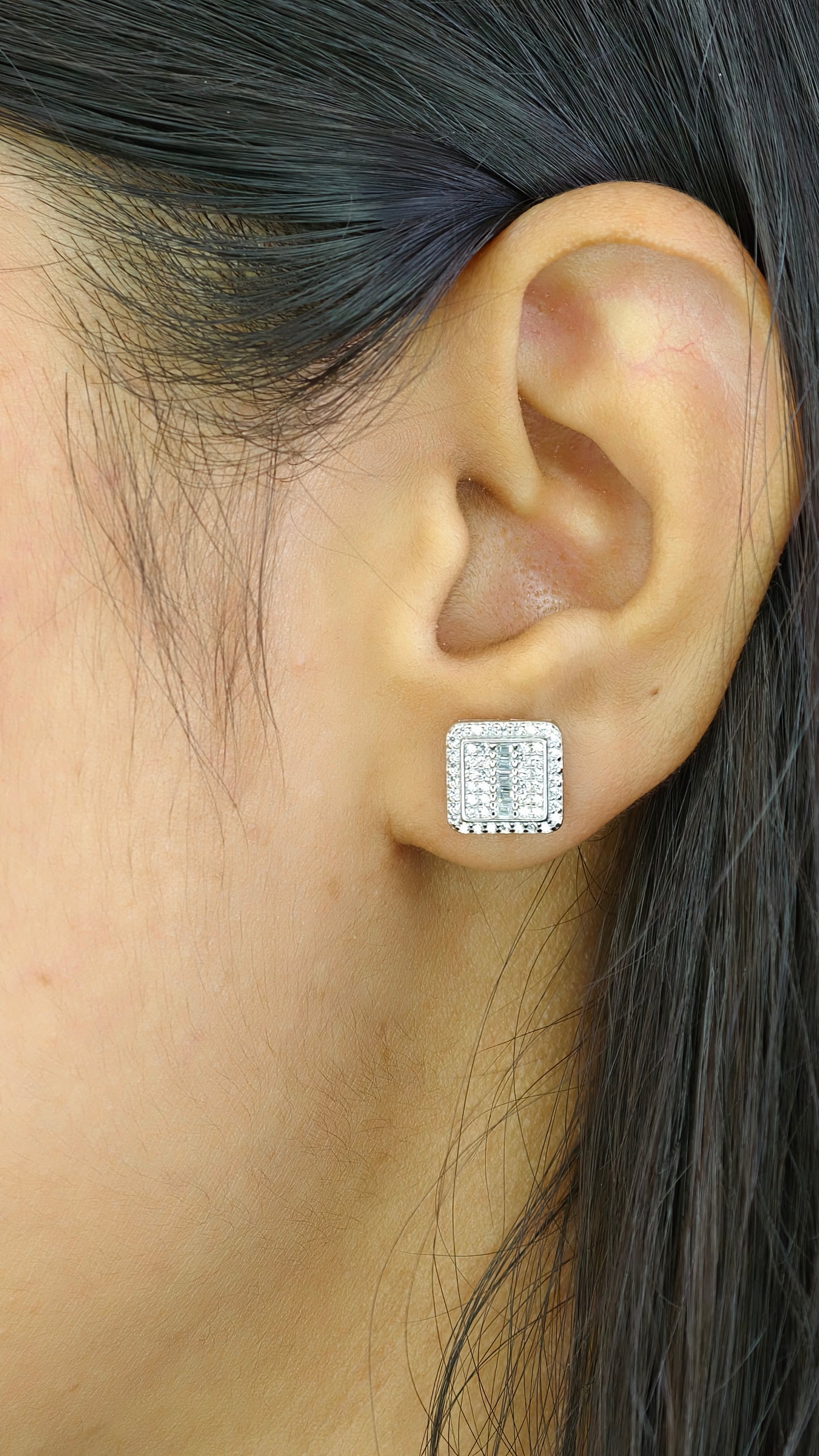 Classic Square Diamond Cluster Studs