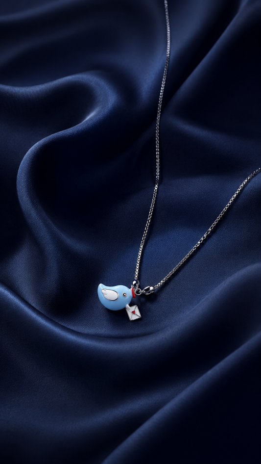 925 Silver Blue Bird Love Letter Pendant
