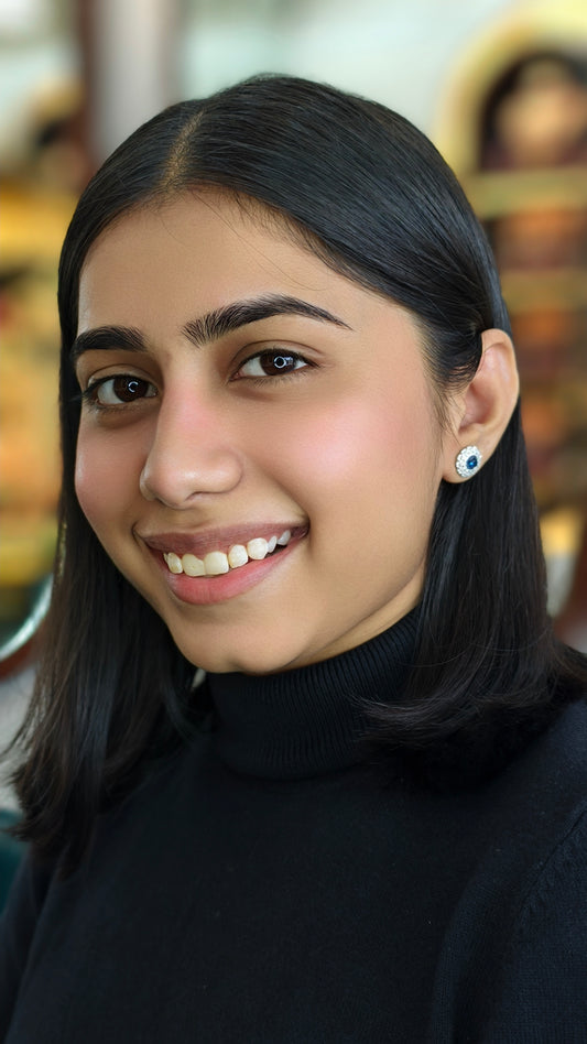 Midnight Blue Sapphire Floral Cluster Earrings