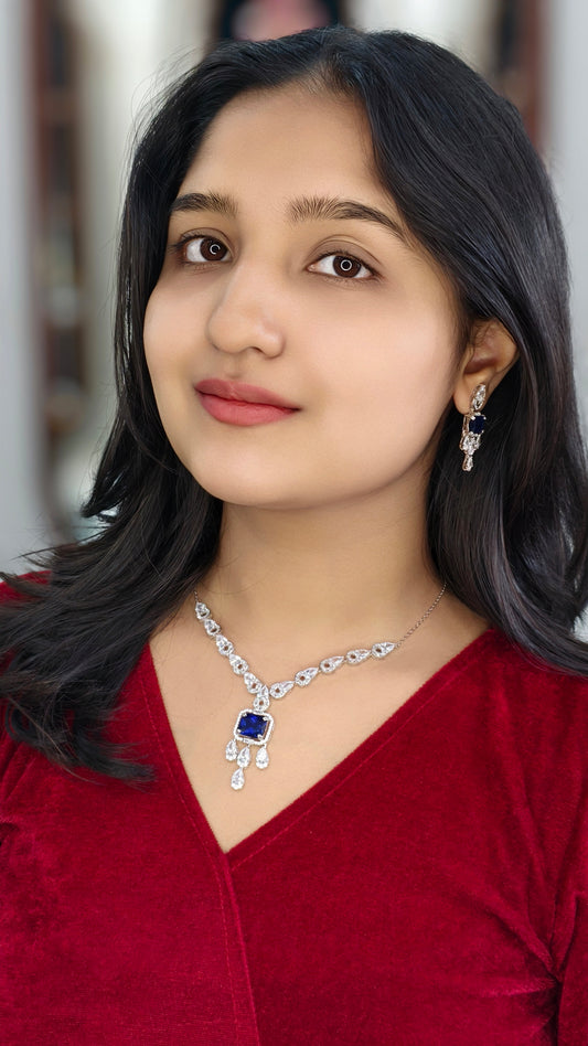 Royal Sapphire Elegance Diamond Necklace Set