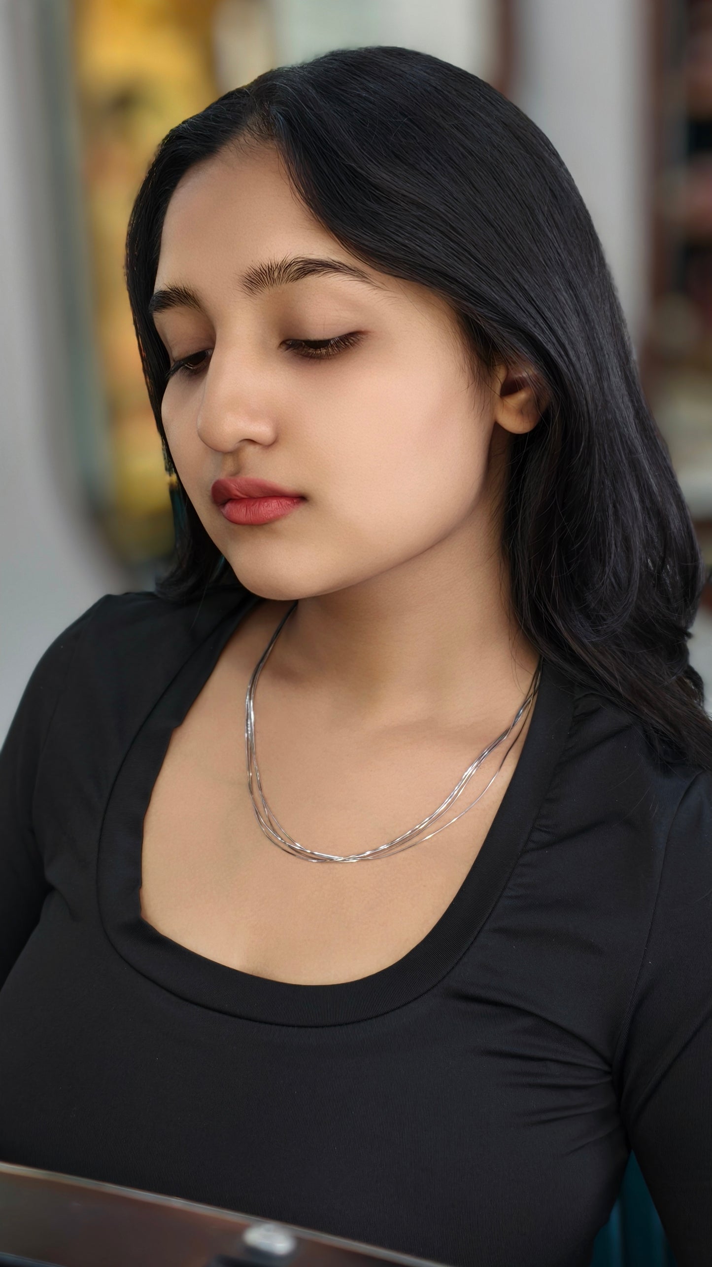 Silver Symphony Multi-Strand Chain Necklace
