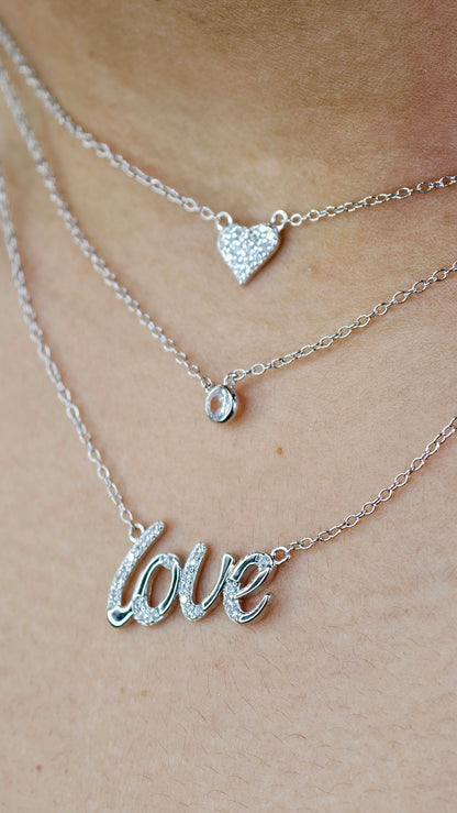 Eternal Love Layered Silver Necklace