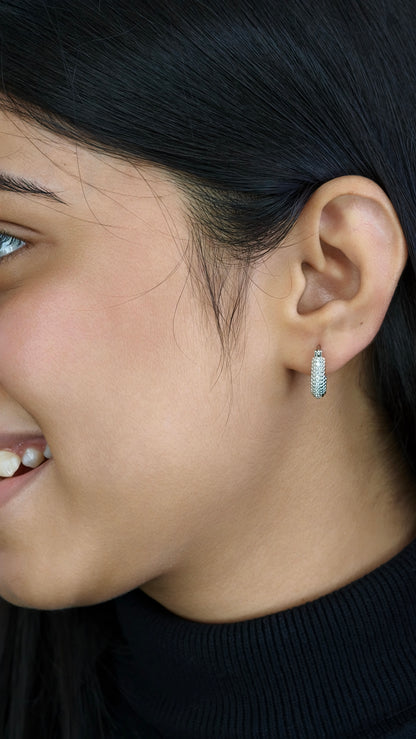 Textured Beaded Diamond-Style Hoops