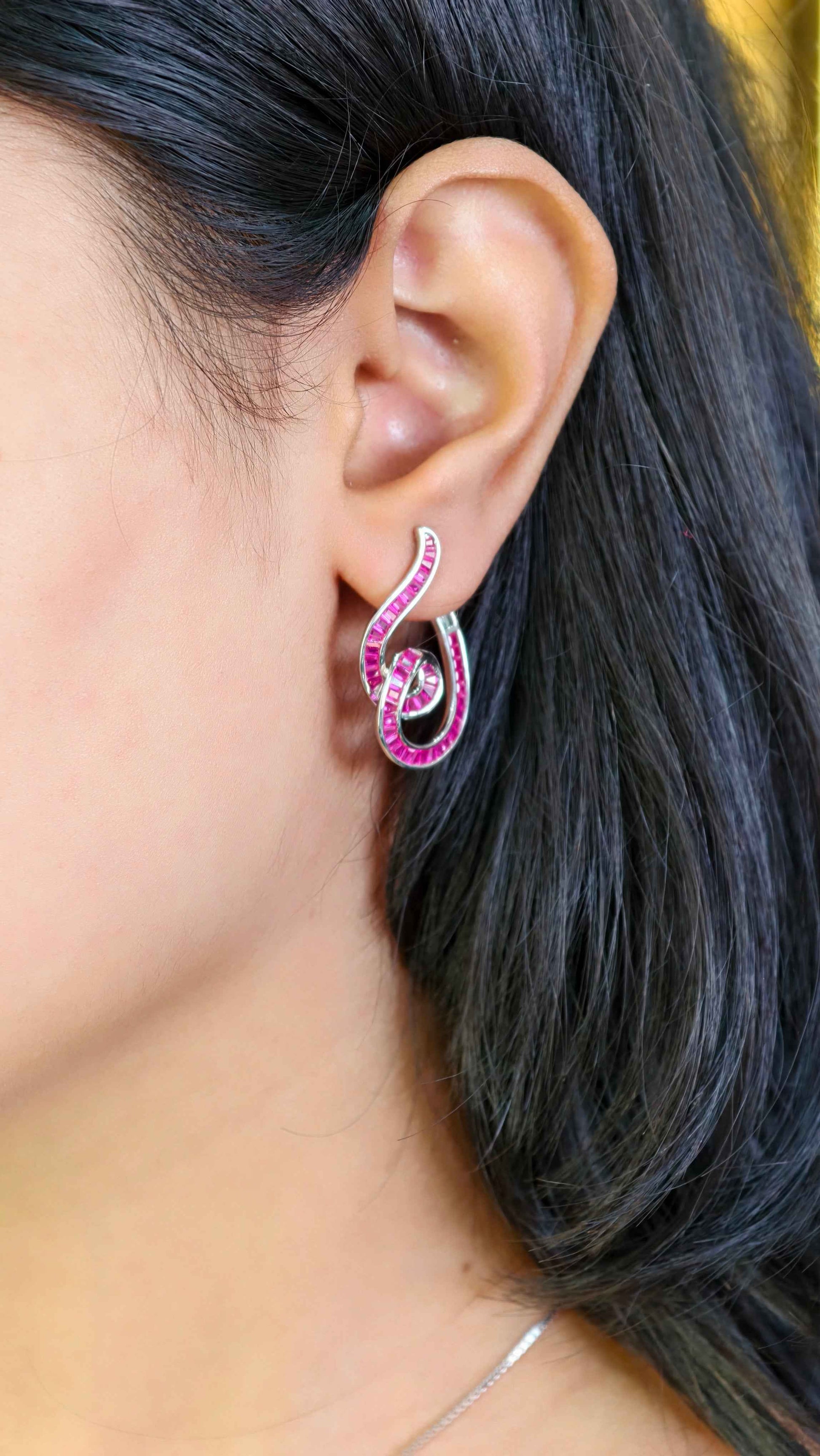 Ruby Swirl Elegance Silver Pendant Set