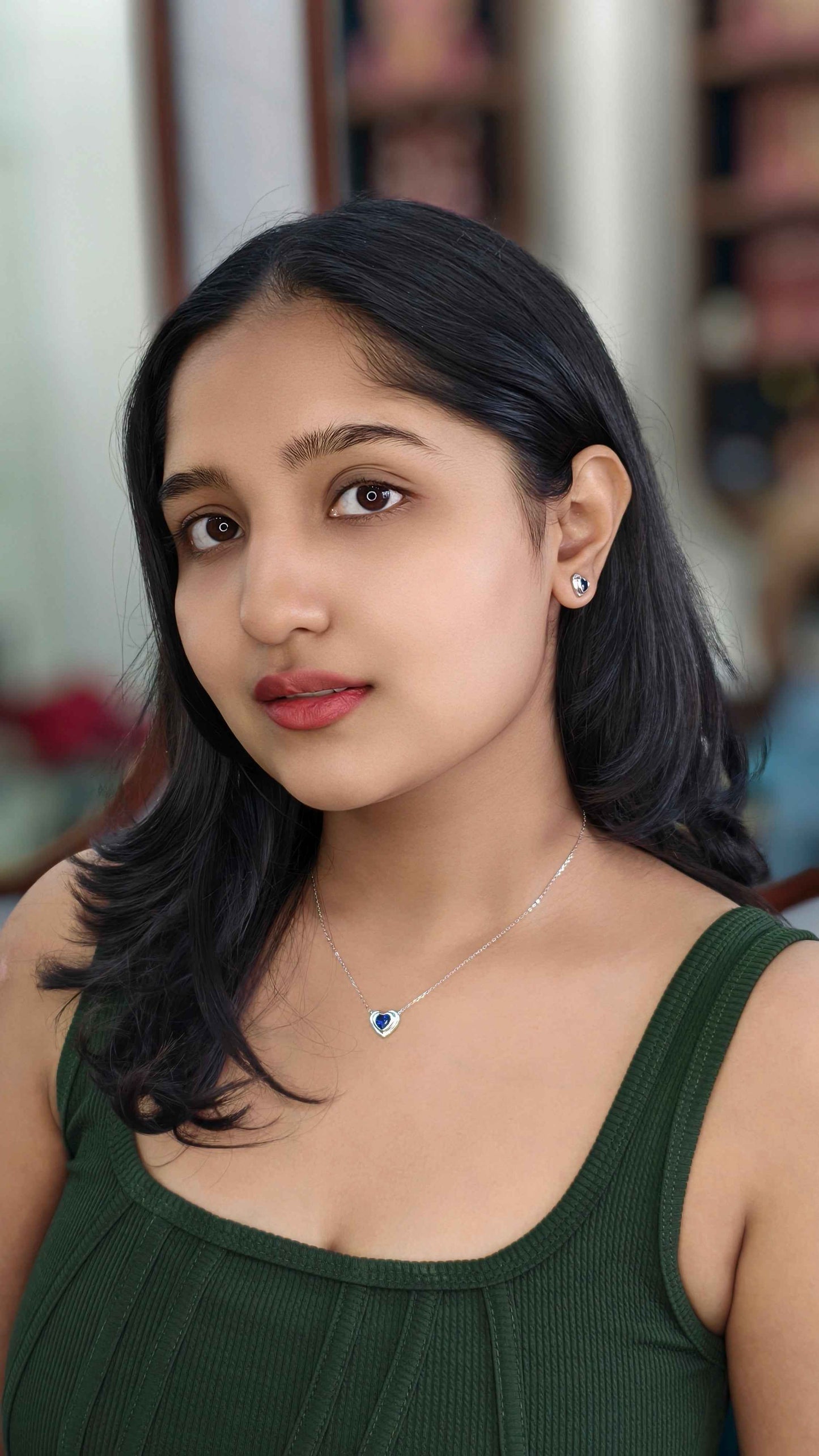 Blue Royale Heart Silver Pendant Set