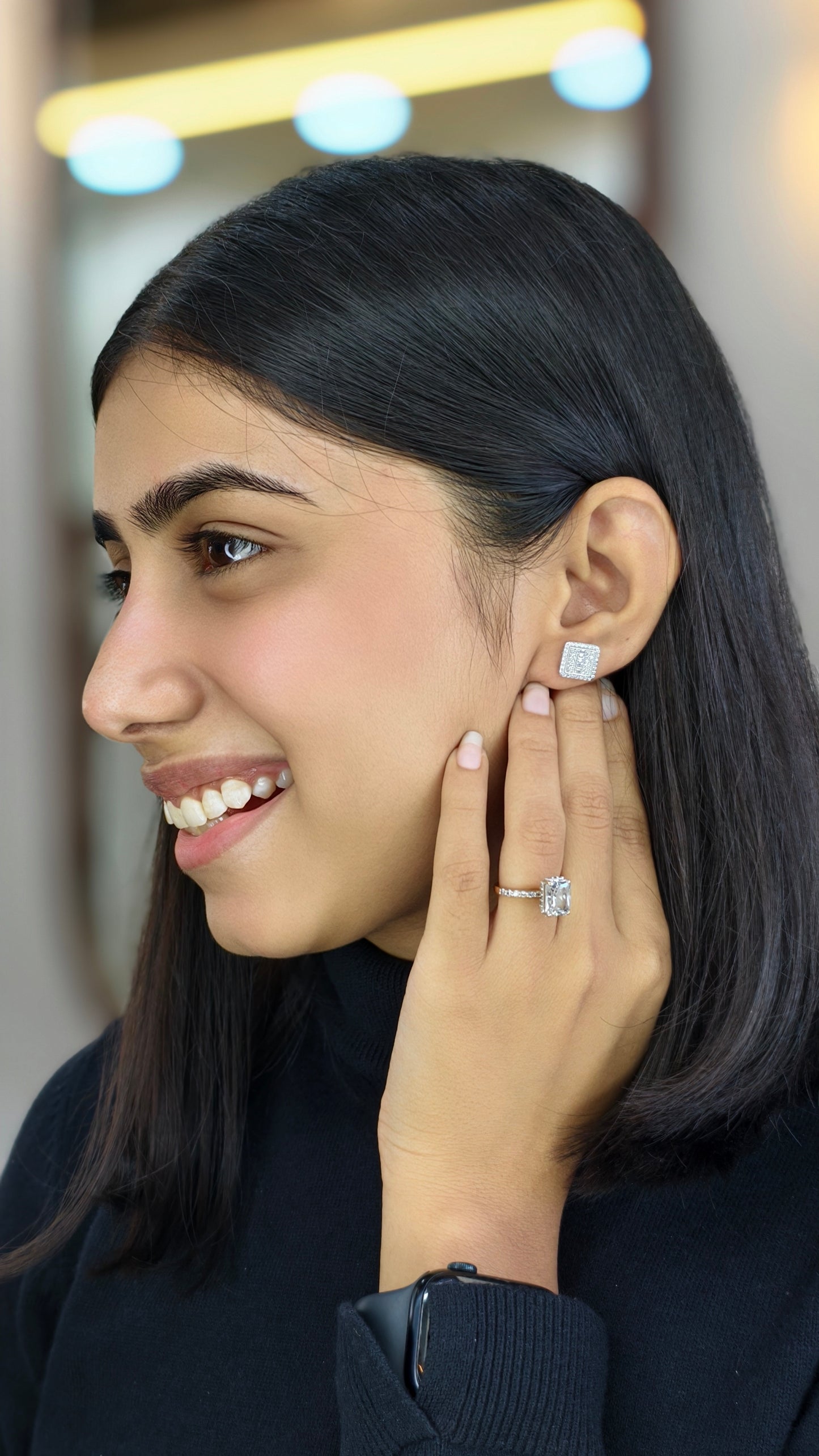 Classic Square Diamond Cluster Studs