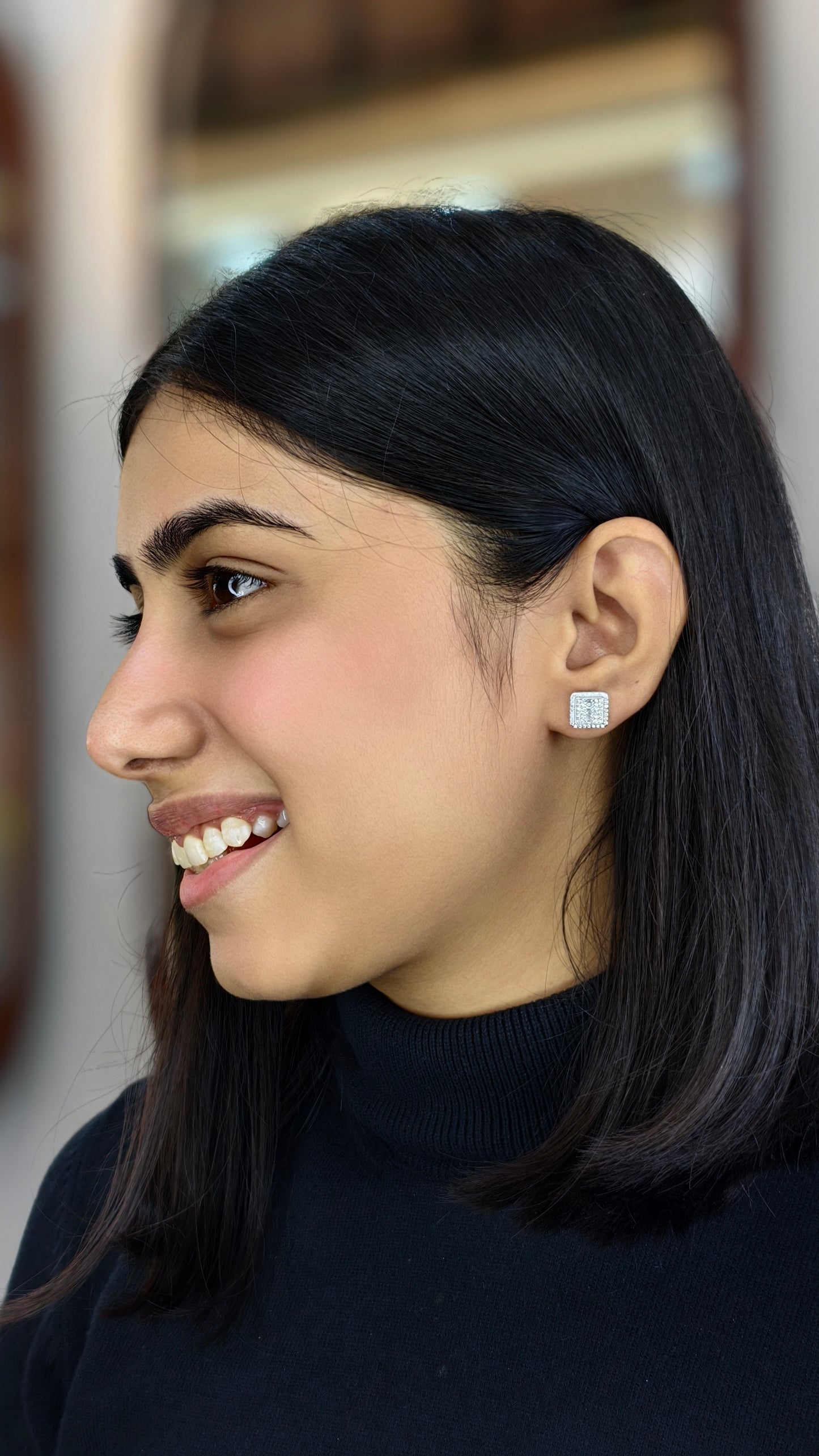 Classic Square Diamond Cluster Studs