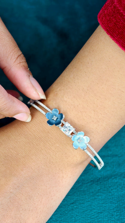 Blue Blossom Sparkle Silver Bracelet