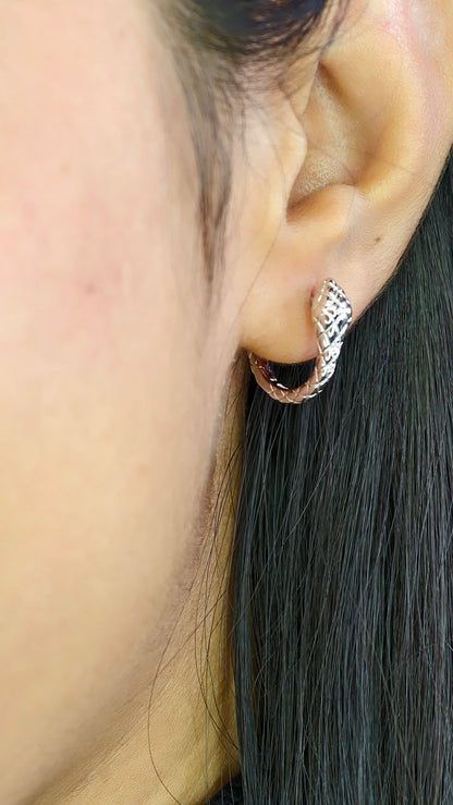 Sleek Reptilian Textured Mini-Hoops
