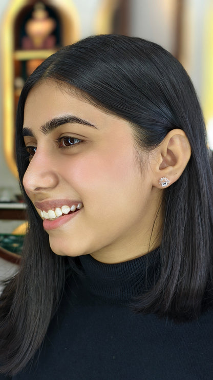 Abstract Caged Crystal Orb Rosegold Studs