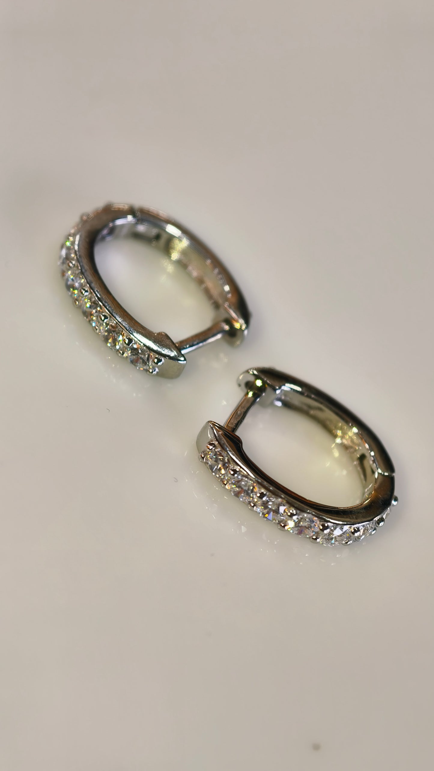 Silver-Tone Scalloped Diamond-Style Huggies