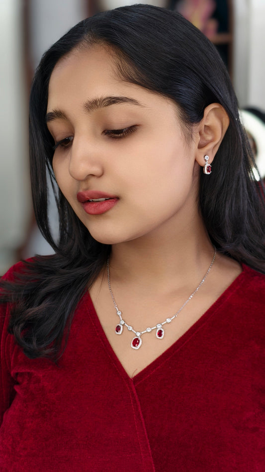 Crimson Royale Ruby Diamond Necklace Set