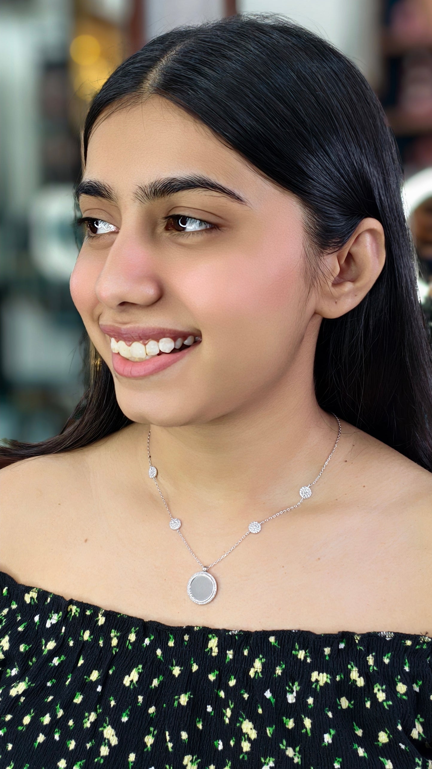 Celeste Halo Silver Pendant Necklace