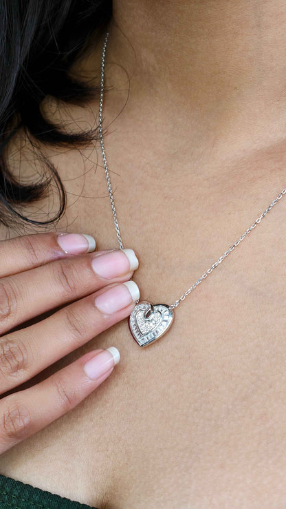 Eternal Love Heart Silver Pendant Set