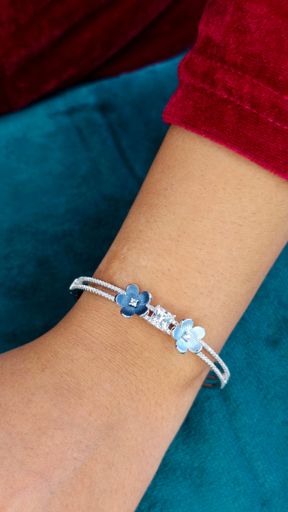 Blue Blossom Sparkle Silver Bracelet