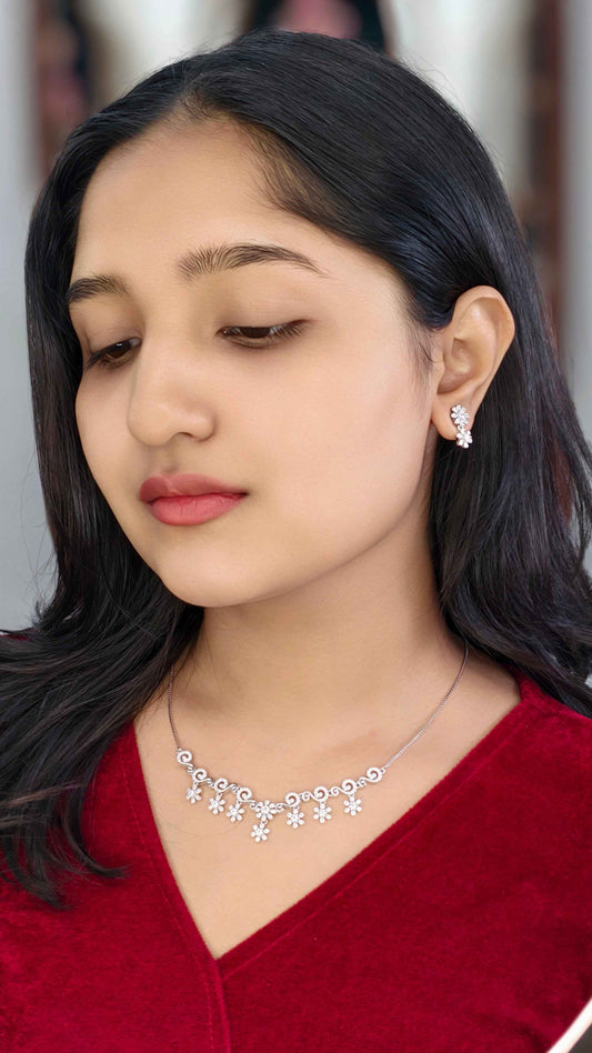 The "Blooming Radiance" Floral Necklace & Earring Set