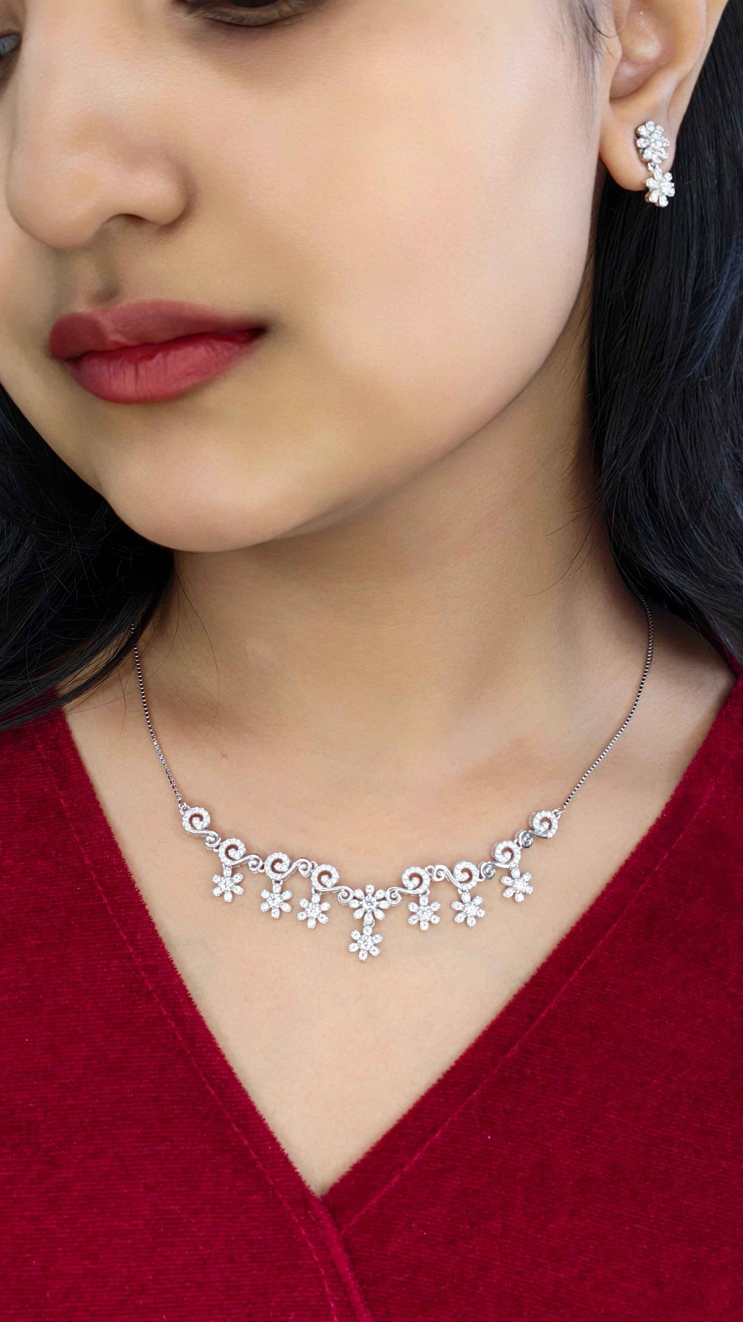 The "Blooming Radiance" Floral Necklace & Earring Set