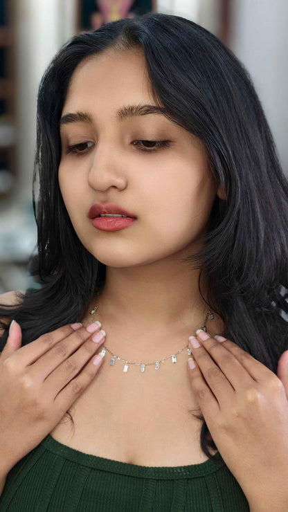 Baguette Glow Fringe Necklace