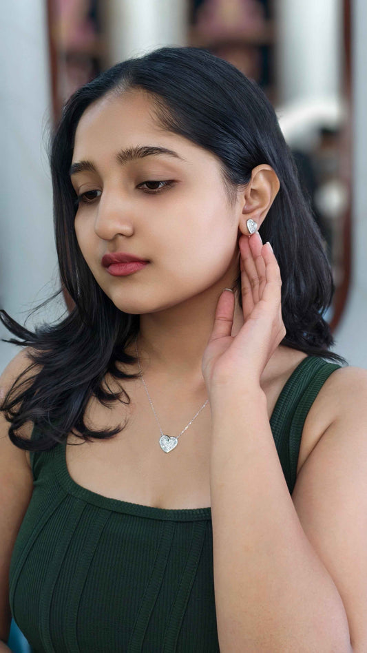 Eternal Love Heart Silver Pendant Set