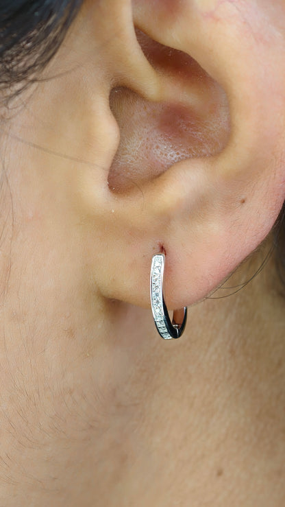 Textured Beaded Diamond-Style Hoops