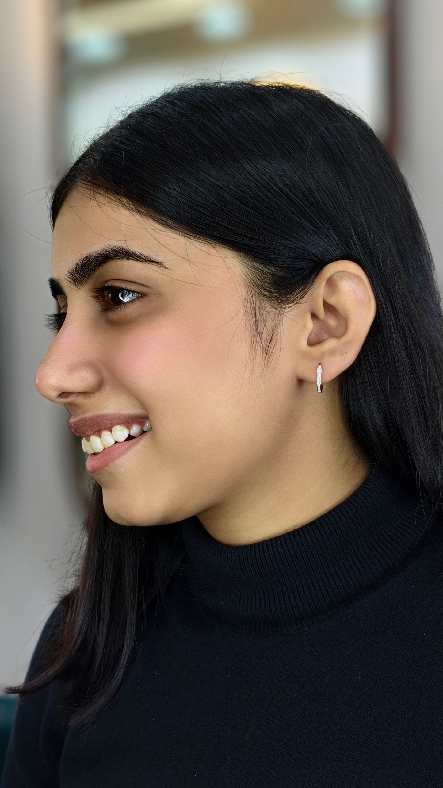 Textured Beaded Diamond-Style Hoops