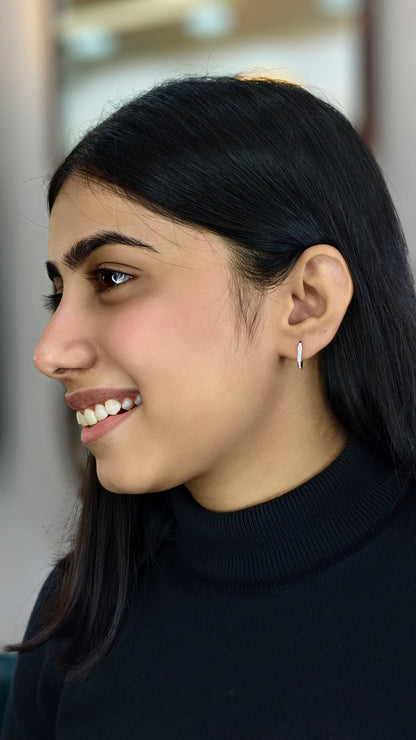 Textured Beaded Diamond-Style Hoops