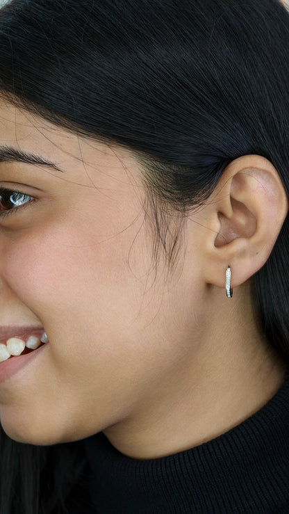 Textured Beaded Diamond-Style Hoops