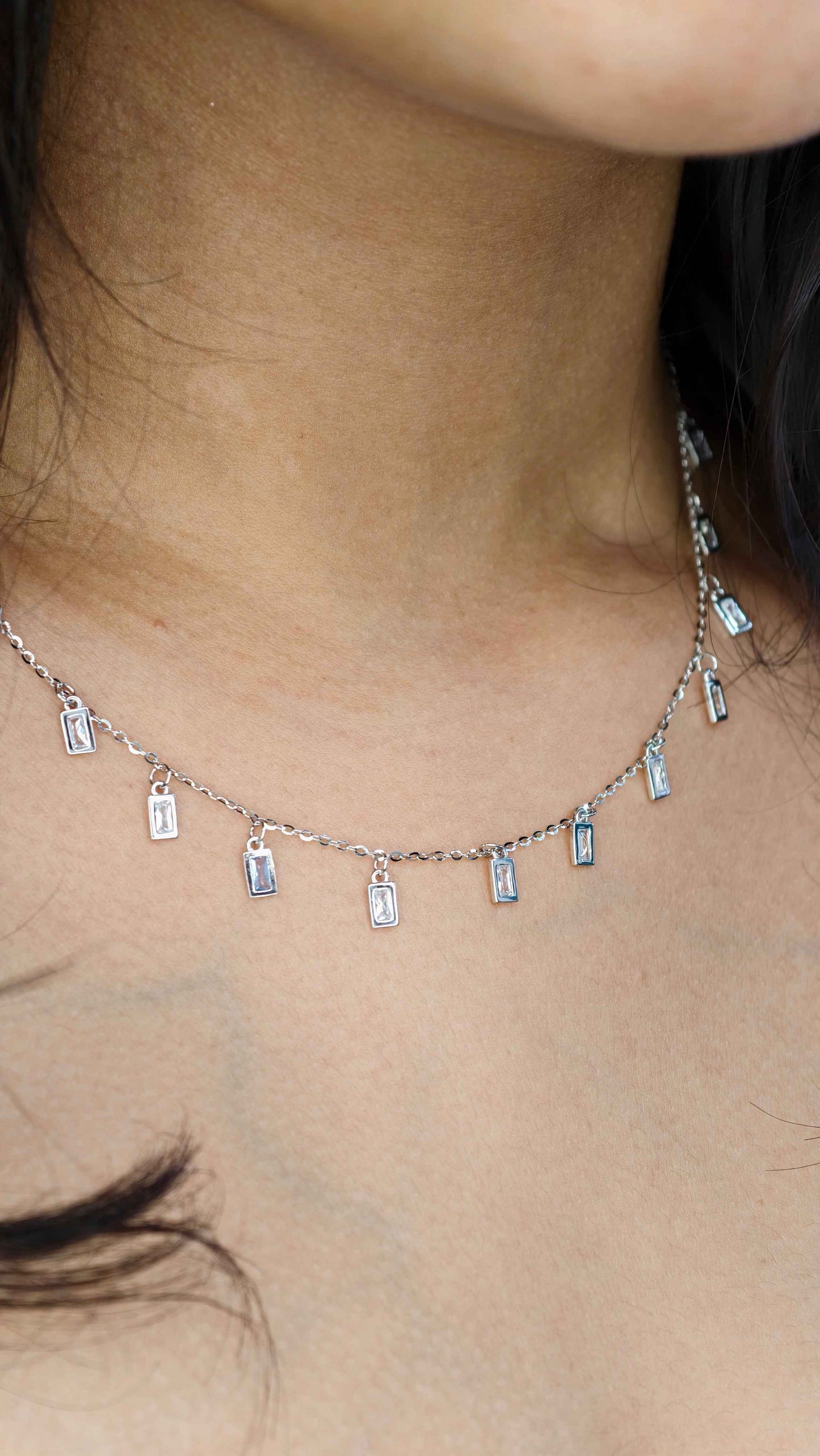 Baguette Glow Fringe Necklace