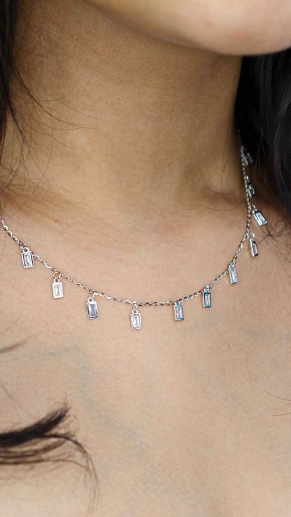 Baguette Glow Fringe Necklace