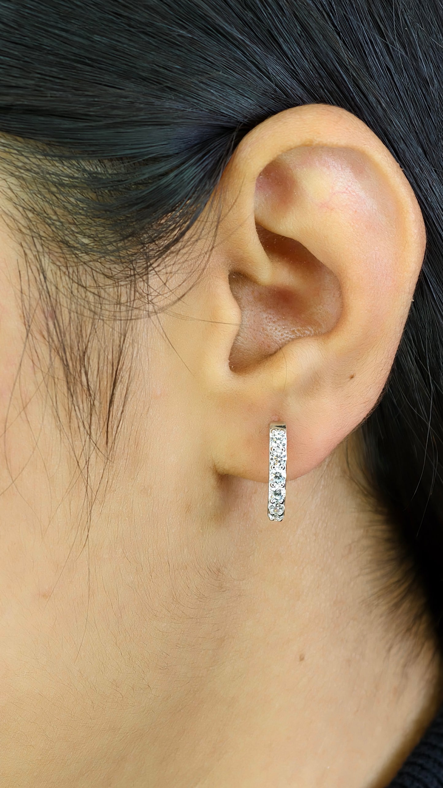 Silver-Tone Scalloped Diamond-Style Huggies